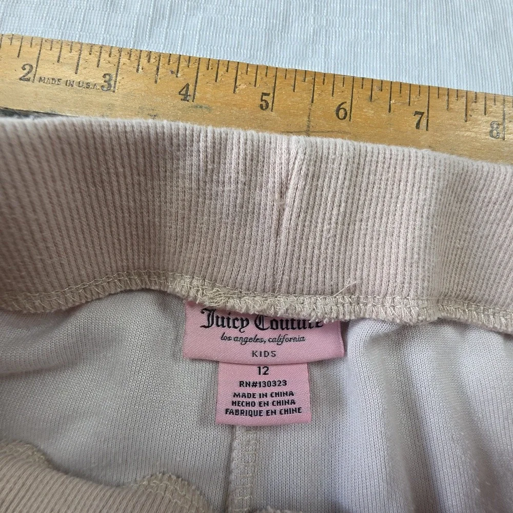 Juicy Couture Kids Velour Jogger Sweatpants Sz 12 Pink Gold Logo Soft balletcore